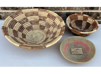 (3) Assorted Woven African Basket Including (1) Tintsaba