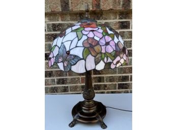 Stained Glass Butterfly Double Pull Lamp With Bronze Base And Finial (2 Of 2)