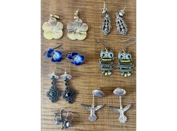 Vintage Post And Wire Earring Lot - Sterling Silver, Enamel, Shell, Marcasite, And More