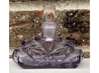 Vintage Cut Amethyst Glass Perfume Bottle With Stopper