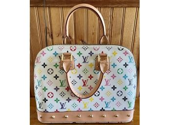 (reproduction) Louis Vuitton Monogram Leather Handbag With Studded Trim SR1021 Paris, Made In France