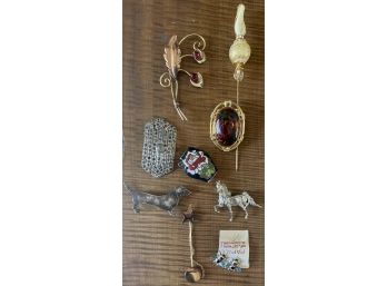 Lot Of Pins, Pendants, Buckles, And Hat Pins - Sterling Silver, Enamel, Frank Bros., And More