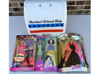 Collection Of Barbie Including Barbie's Friend Ship And (4) In Box Barbies