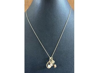 14k Yellow Gold Necklace With 2 Pendants - 2.1 Grams Total
