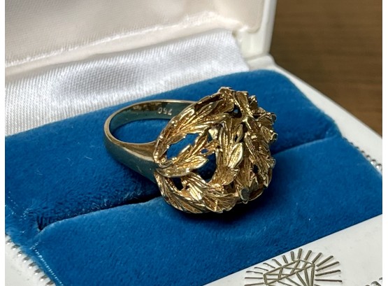 Vintage 18k Gold Leaf Ring Stamped 750 Size 5 - Weighs 7 Grams