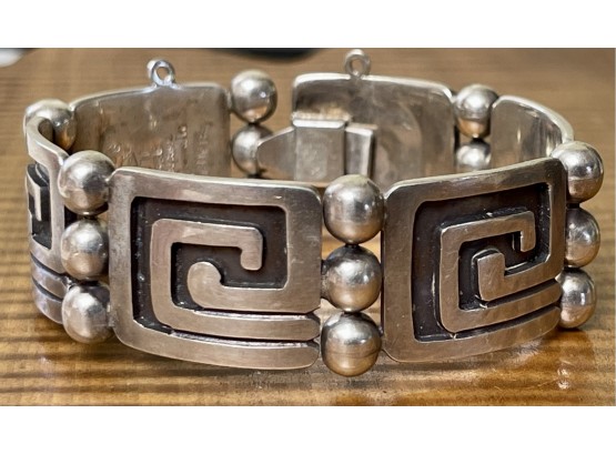 Jose Luis Flores JLF Taxco 925 Sterling Silver Maze Link 6.5' Modernist Bracelet - 40.9 Grams