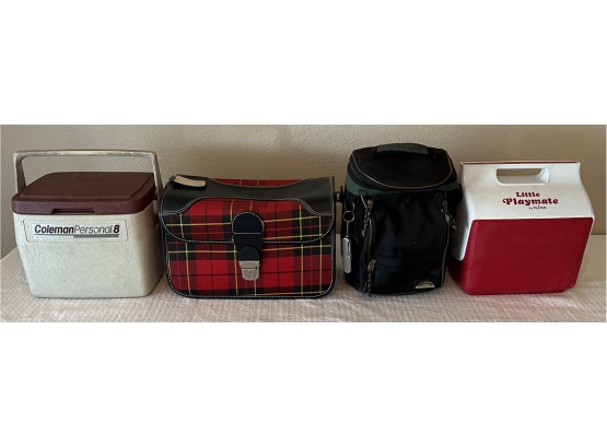 (4) Small Coolers/lunch Boxes - Plaid, Colman, Igloo, And California Innovations