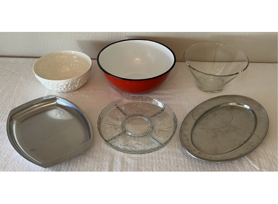 Red Enamelware Bowl, Spode Porcelain Bowl, Kalmar Denmark Stainless Tray, And More