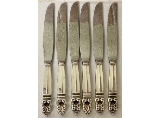 (6) Sterling Silver Handled Royal Danish International Silver Dinner Knives (2 Of 2) - 413 Grams Total