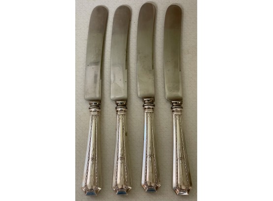 (4) Antique Sterling Handled Dinner Knives With Stainless Steel Tops - 252.9 Grams Total