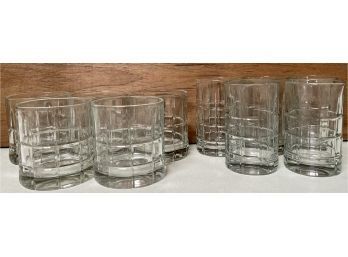 Lot Of Anchor Hocking (5) Tartan Old Fashioned Rocks Glasses And (5) Juice Glasses