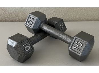Pair Of 10Lbs Iron Dumbbells
