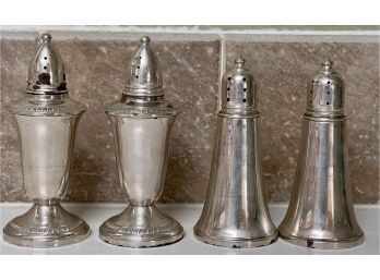 (2) Pairs Of Sterling Silver Weighted Salt And Paper Shakers - Revere Silver Smiths And Crown -
