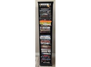 Double Sided Tower DVD/VHS Organizer With Large VHS/DVD Collection