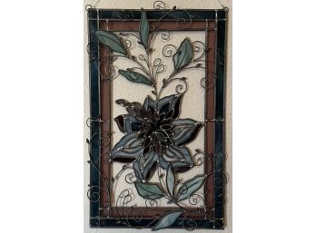 11.75 X 19 Inch 3-D Floral Stained Glass Wall Art
