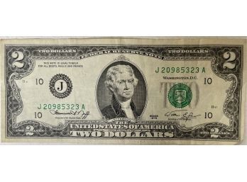 1976 US Currency Two Dollar Bill