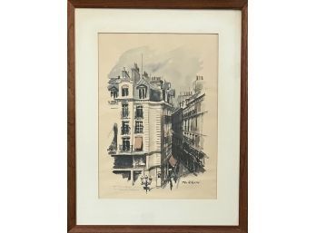Paul N. Norton Rue De La Paix Watercolor In Frame