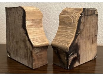 Pair Of Petrified Wood Book Ends