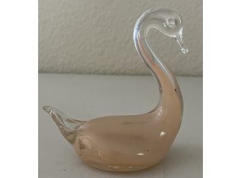 Vintage Glashutte Monchhau Pink German Art Glass Swan
