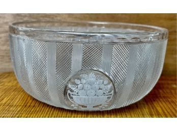 Hawkes Crystal Etched Bowl Flower Baskets And Cornucopia Signed
