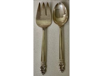 Sterling Silver Royal Danish International Silver Serving Spoon And Fork - 162.4 Grams Total