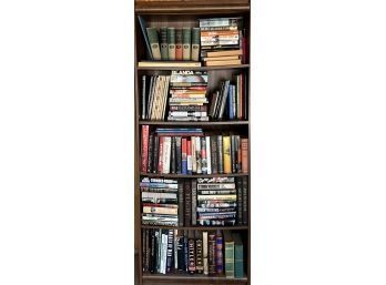 Vintage Wood And Veneer Bookshelf With Large Collection Of Assorted Hardback And Paperback Books