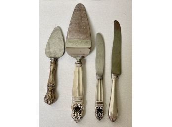 (4) Sterling Silver Handled Serving Pieces - (2) Royal Danish International Silver, Cake Server, Knife