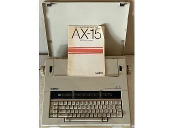 Vintage Brother AX-15 Electric Type Writer With Manuel And Cover
