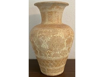 15 Inch Etched Pottery Vase