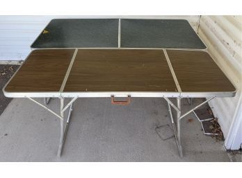 (2) Vintage Aluminum Frame Camping Tables (as Is)