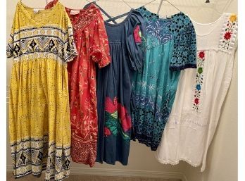 (5)  Vintage Cotton And Denim Extra Large Dresses - Only, Vermont Country Store, Sante, Southern Image, &more