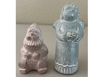 (6) Concrete And Stone Figurines -  Isabel Bloom Signed Concrete Angel And Santa Sculptures 1994 And 2001