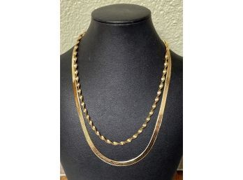 (2) Technibond Classic Gold Over Sterling Silver Necklaces Made In Italy