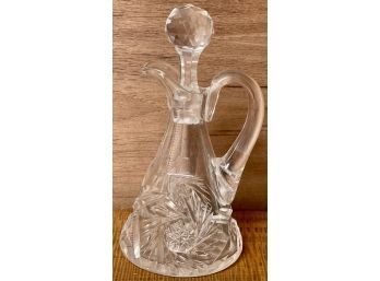Cut Glass Daisy And Button Pattern Cruet With Stopper