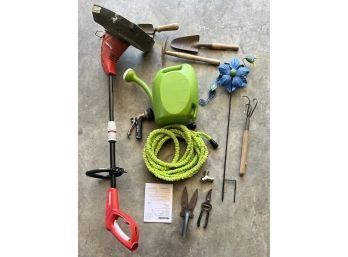 Garden Lot - Homelite Corded Weed Eater, Hose, Watering Can Hand Tools, And More