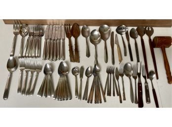 Lot Of Stainless Steel Flatware - J.A. Henckels, Orleans Silver Stainless, Oneida, Wood Serving, And More
