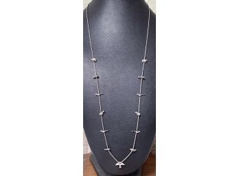 Liquid Sterling Silver Bead And Fetish 26' Necklace - Birds, Frogs, Turtle, Bears, And More - 10.8 Grams Total