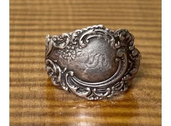 Hand Made Antique Sterling Silver Spoon Ring Size 8.5 - Weighs 7 Grams