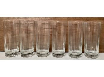 (6) Vintage Tall Ribbed Drinking Glasses