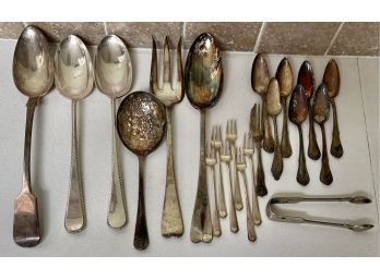 Collection Of Extra Large Silver Plate Serving Spoons And Forks - Gorham, Reed & Barton, Pairpoint, And More