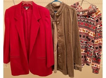 Savannah Ladies Red 100 Percent Wool Blazer, Chadwix Corduroy Jacket, 2X Holiday Hoodie