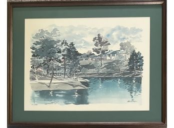 Paul N. Norton Prospect Park Moline Watercolor Print In Frame