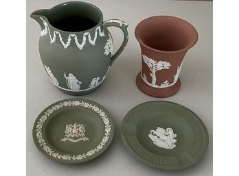 (4) Pieces Of Wedgewood England - Pitcher 1955, Ash Tray, Plate, And Vase