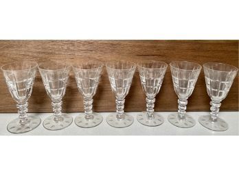 (7) Antique Hawkes Cut Crystal Round Base Cordial Glasses