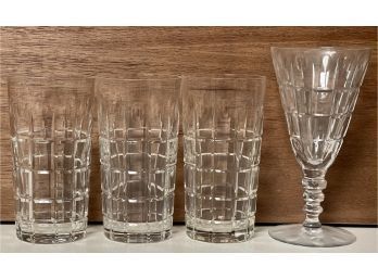 (3) Hawkes Crystal Tumblers And (1) Round Base Goblet