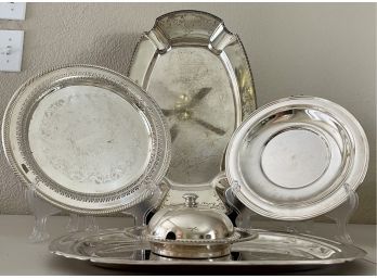 Silver Plate 1930's Trays And Covered Dish - Chippendale, Reed & Barton, WB, WM Rogers, Gorham