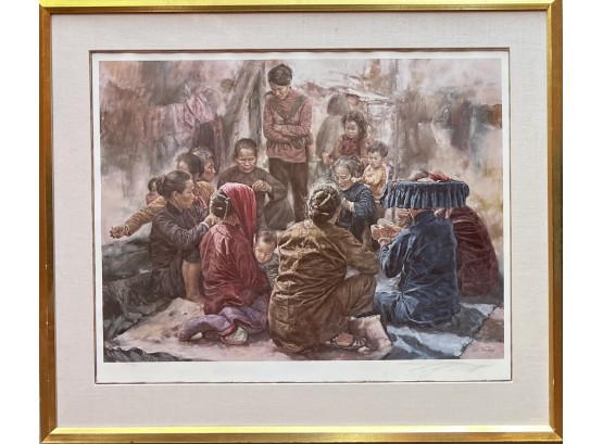 Signed Wai Ming Limited Edition Print ' Gamblers ' 265 Of 750 In Custom Frame With COA 1978