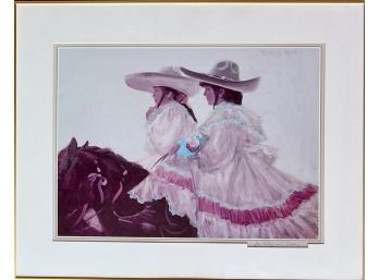 Original Rosie Sandifer Fine Art Oil Painting Signed To Fritz From Rosie Gold Tone Metal Frame