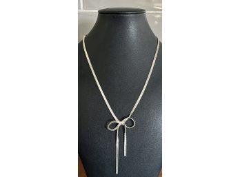 Sterling Silver LT Thailand Herringbone Bow Necklace 18' - 13.6 Grams Total