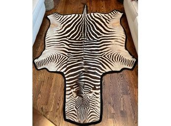 Vintage Felted Zebra Skin Hide Rug - 75' X 110' With Tail